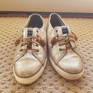 Sz8 Sperry gold sneakers